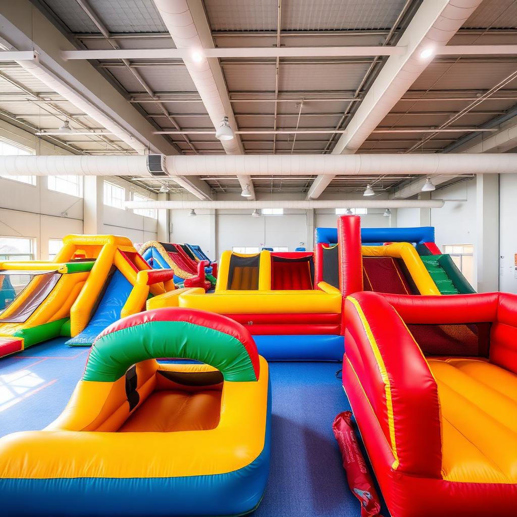 Wide view of indoor bounce arena